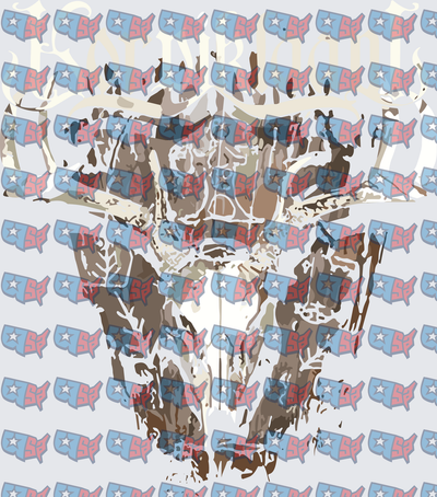 Bearded Man Face Stencil Art With Antlers (DTF)