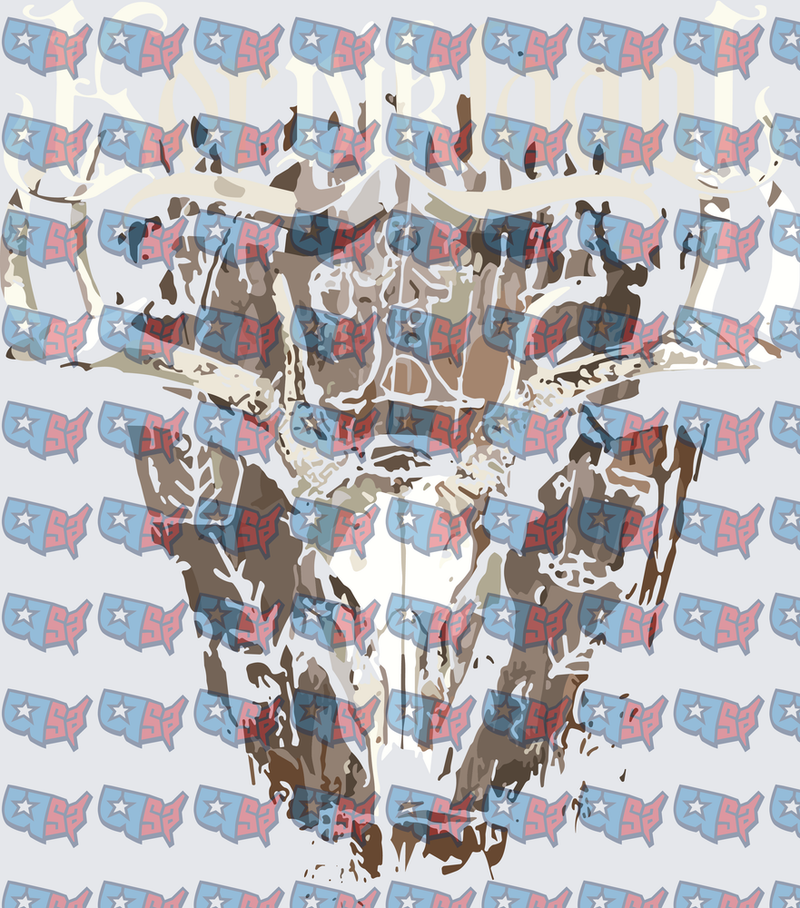 Bearded Man Face Stencil Art With Antlers (DTF)