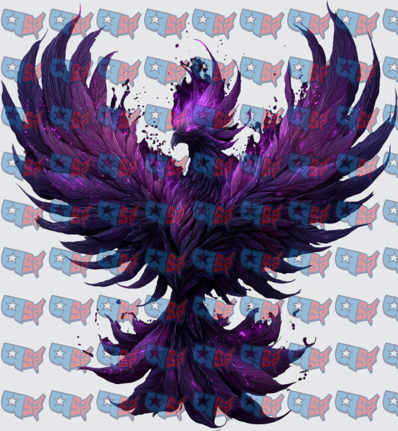 Dark Purple Phoenix Rising With Glowing Wings (DTF)