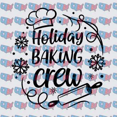 Holiday Baking Crew Chef Hat Snowflakes Rolling Pin (DTF)