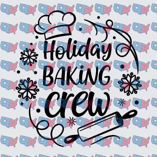 Holiday Baking Crew Chef Hat Snowflakes Rolling Pin (DTF)