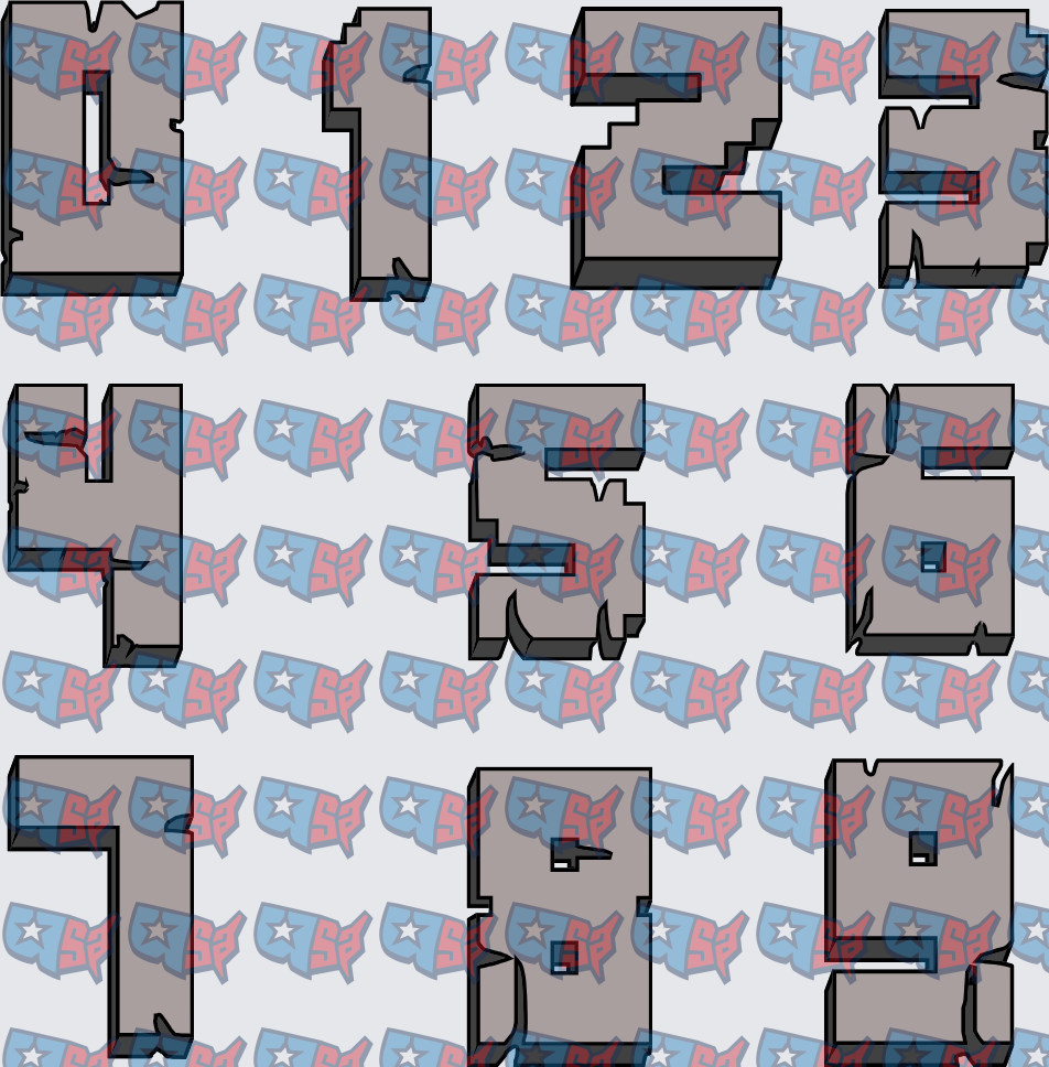 Bold 3D Block Number Set 0-9 (DTF)