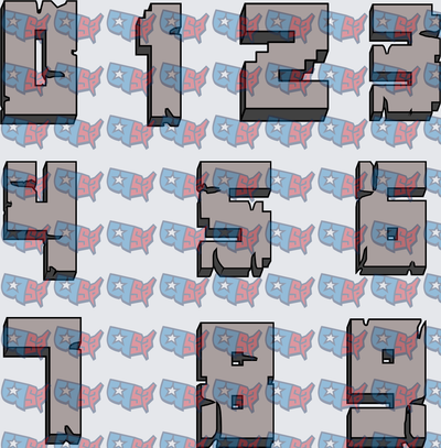 Bold 3D Block Number Set 0-9 (DTF)