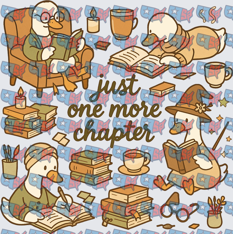 Just One More Chapter Bookworm Duck Collage (DTF)