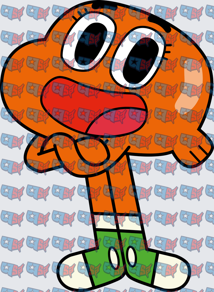 Orange Cartoon Fish Boy Green Shoes Crossed Arms (DTF)