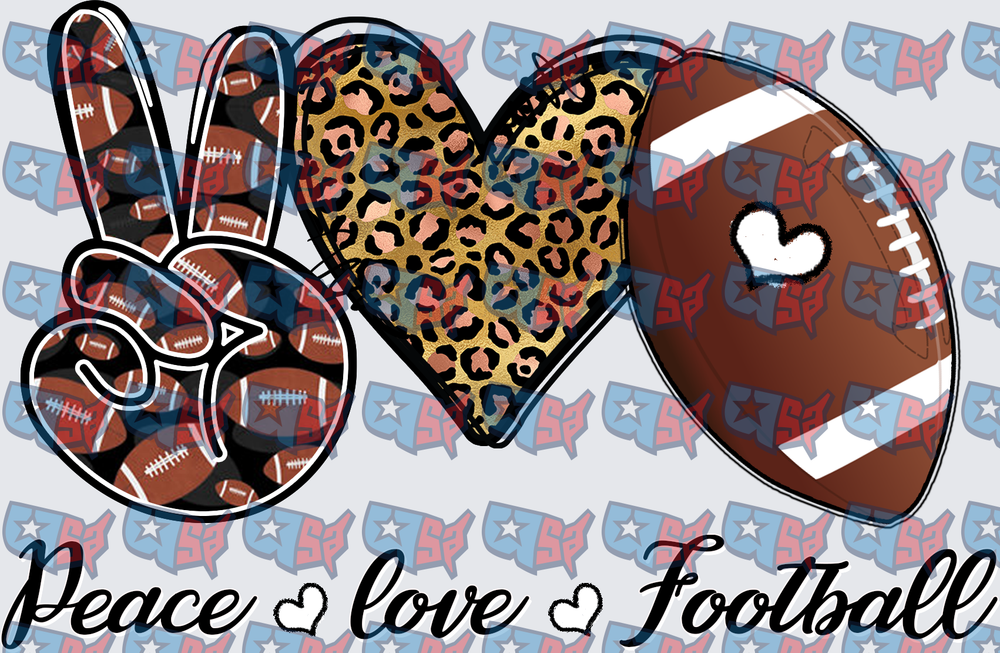 Peace Love Football Leopard Print Design (DTF)