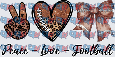 Peace Love Football Leopard Glitter Bow Design (DTF)