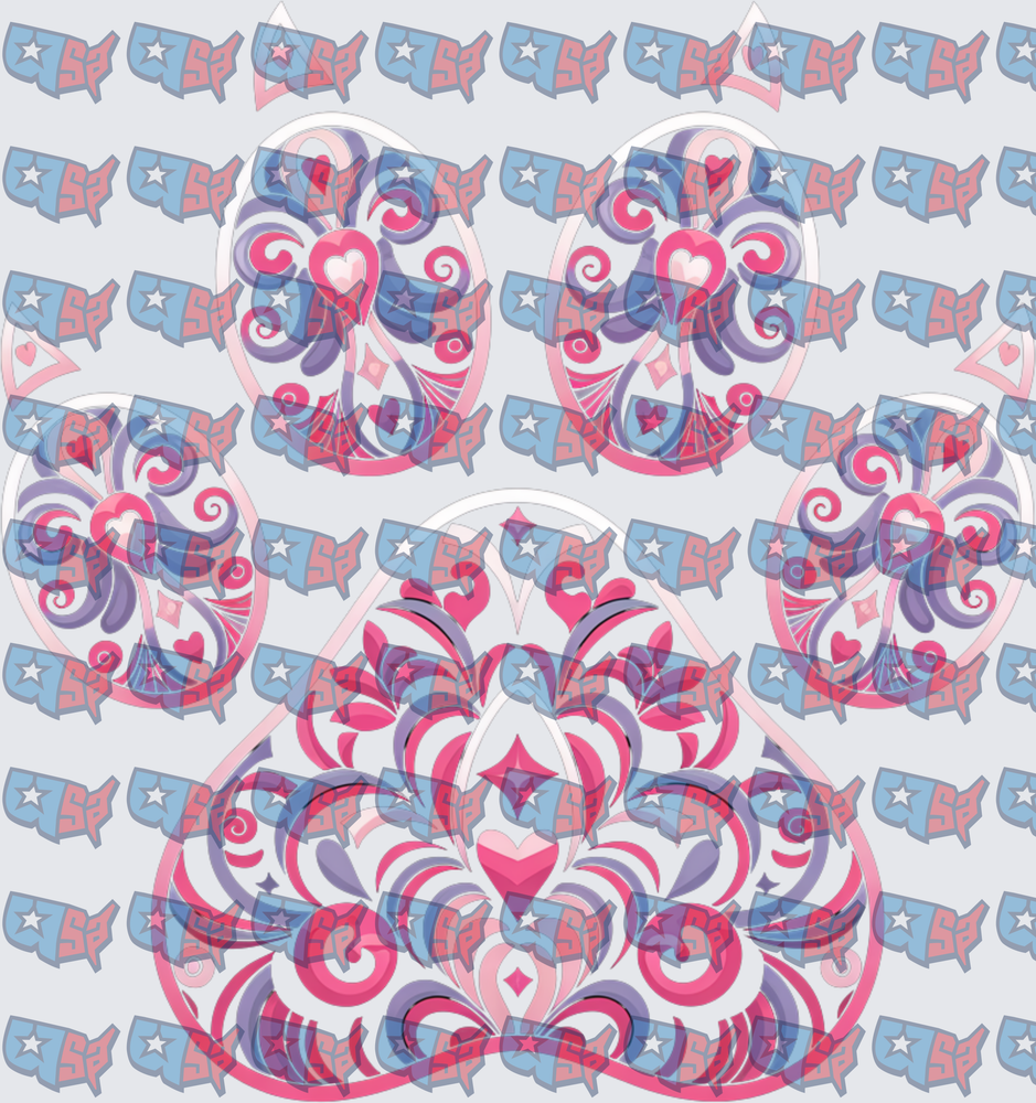 Pink Purple Swirl Mandala Hearts Stars Pattern (DTF)