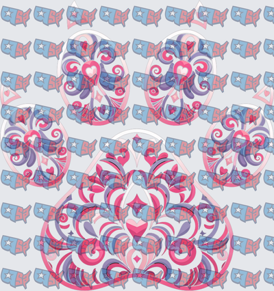 Pink Purple Swirl Mandala Hearts Stars Pattern (DTF)