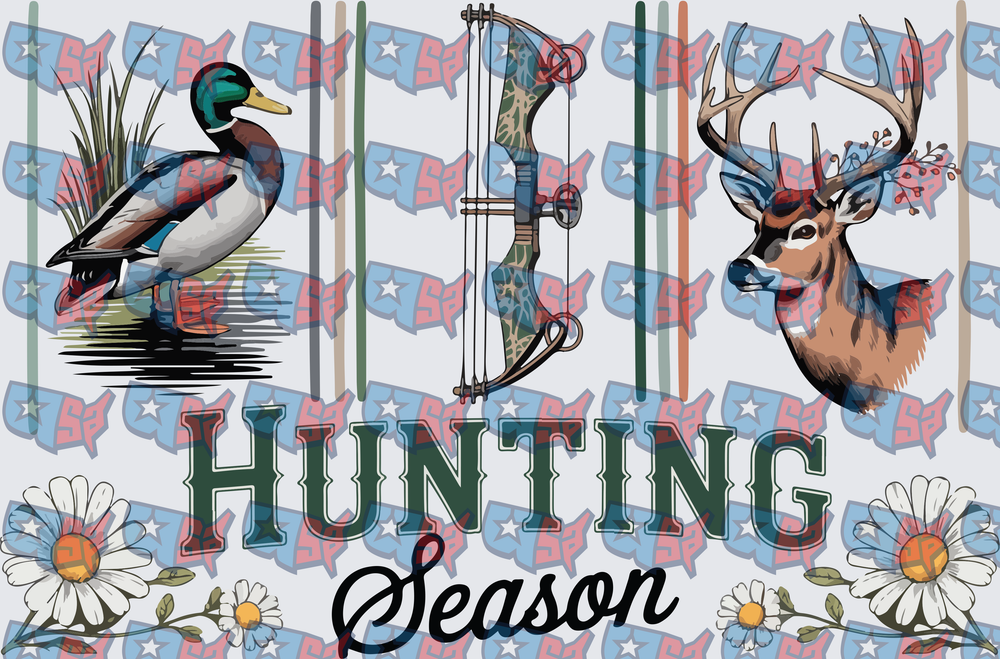 Hunting Season Mallard Duck Deer Bow Daisy Design (DTF)
