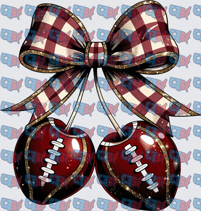 Buffalo Plaid Bow Football Cherries Glitter (DTF)