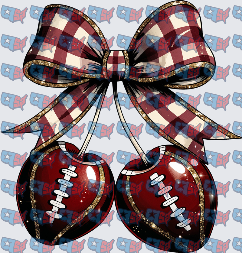 Buffalo Plaid Bow Football Cherries Glitter (DTF)