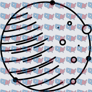 Striped Planet With Orbiting Moons (DTF)