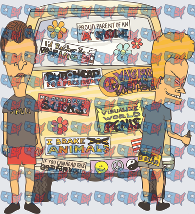Beavis And Butt-Head Bumper Sticker Van Scene (DTF)