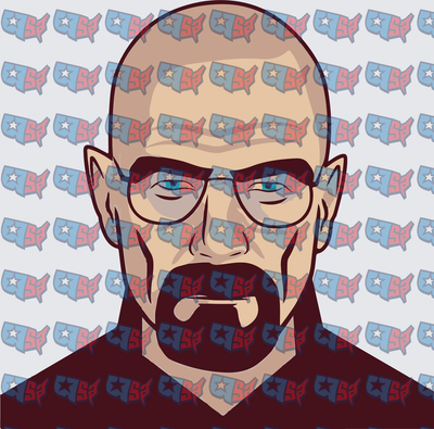Bald Man With Glasses Intense Stare Vector Portrait (DTF)