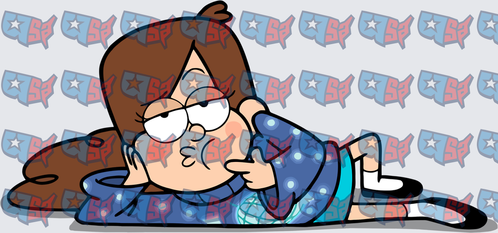 Bored Cartoon Girl Lying Down Lazily (DTF)