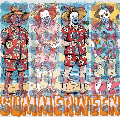 Summerween Horror Icons in Tropical Beach Outfits (DTF)