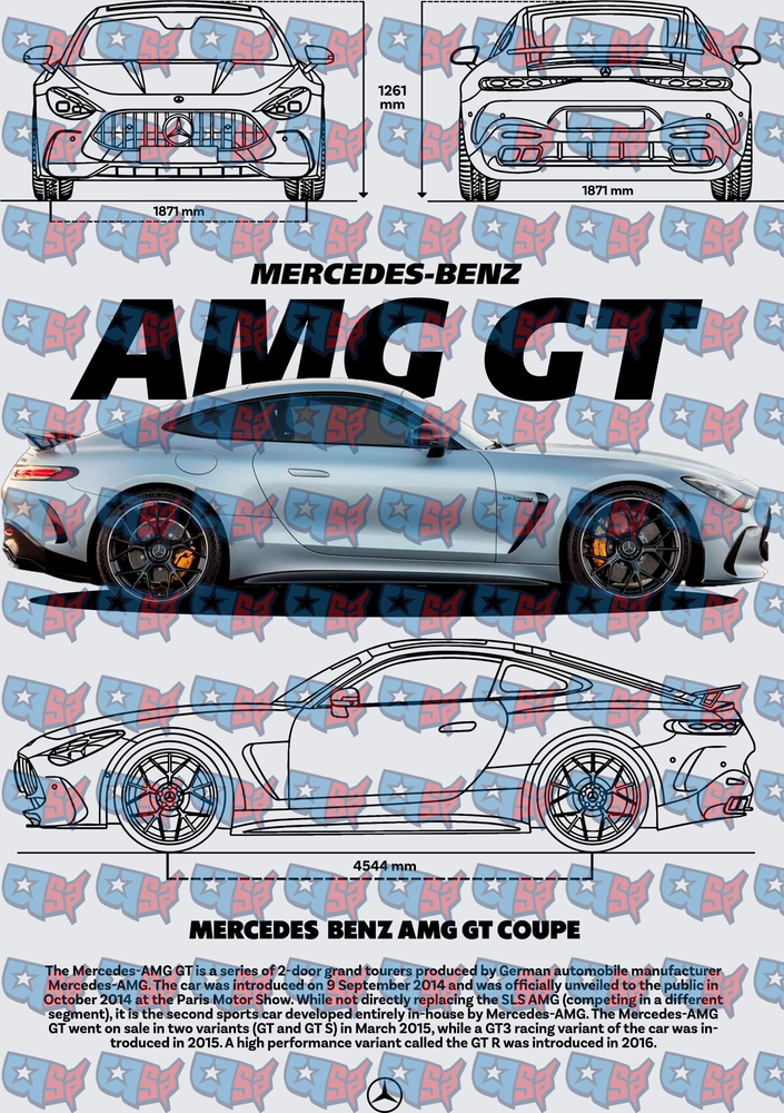 Mercedes-Benz AMG GT Coupe Blueprint Diagram (DTF)