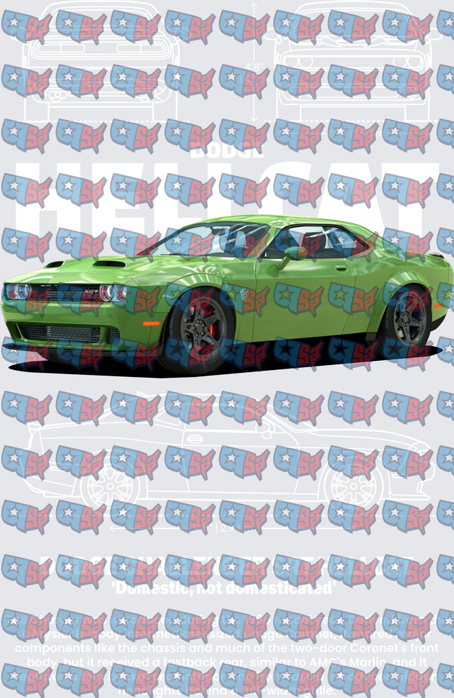 Green SRT Hellcat Muscle Car Domestic Not Domesticated (DTF)