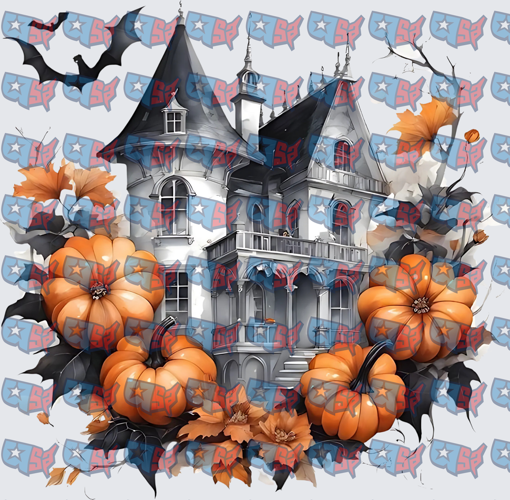 Halloween Haunted Mansion Pumpkins and Bats (DTF)