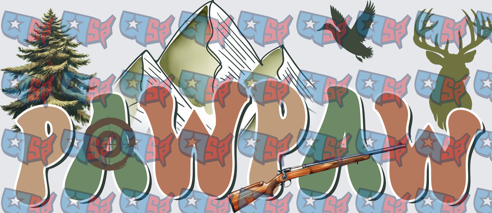 Pawpaw Hunting Outdoors Graffiti Text Design (DTF)