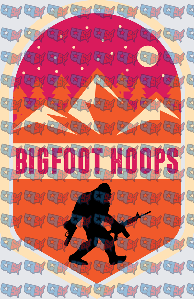 Bigfoot Hoops Armed Sasquatch Mountain Badge (DTF)