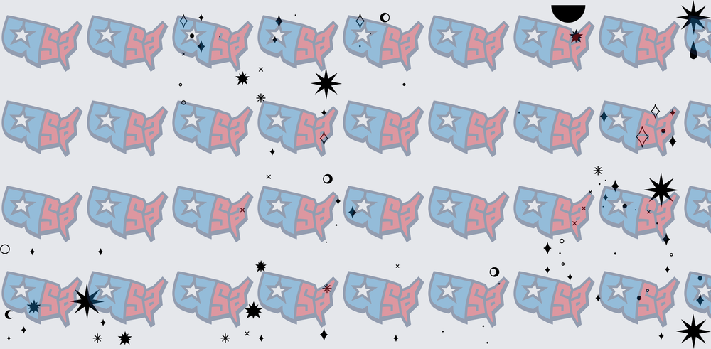 USA Map Pattern with Stars and Sparkles (DTF)