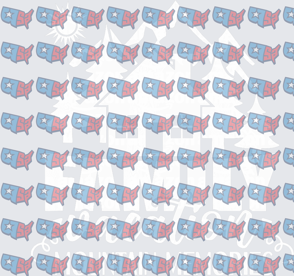 Patriotic USA Map Pattern Red White Blue Stars (DTF)