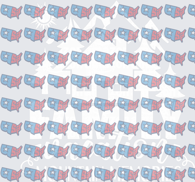 Patriotic USA Map Pattern Red White Blue Stars (DTF)