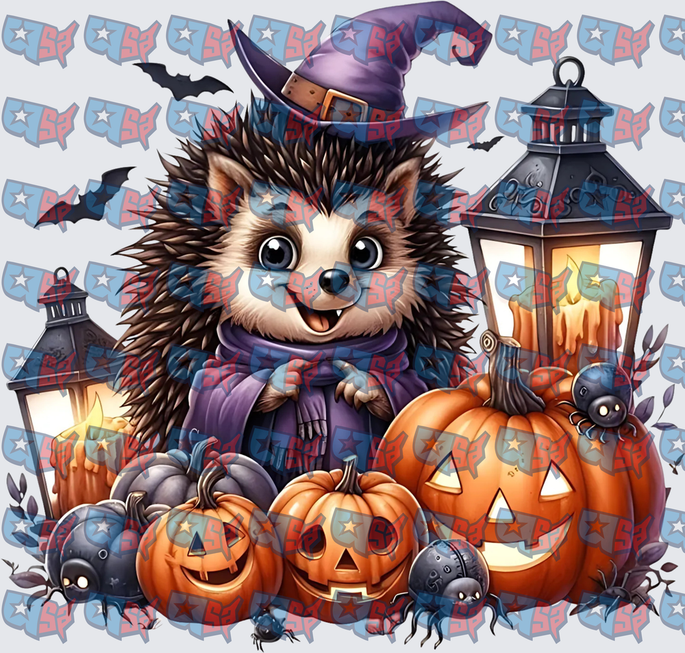 Cute Witch Hedgehog Halloween Pumpkins Lanterns (DTF)