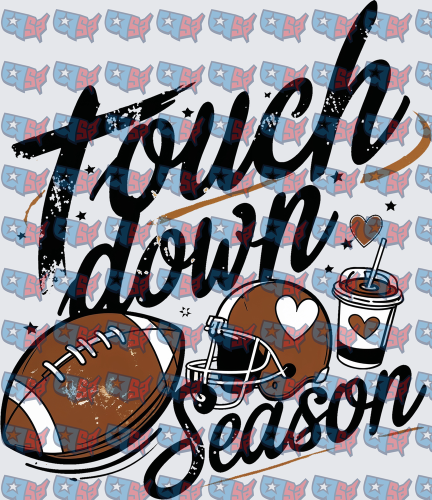 Touchdown Season Football Helmet Coffee Cup Script (DTF)