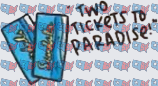 Two Tickets To Paradise Bold Hand Lettered Design (DTF)