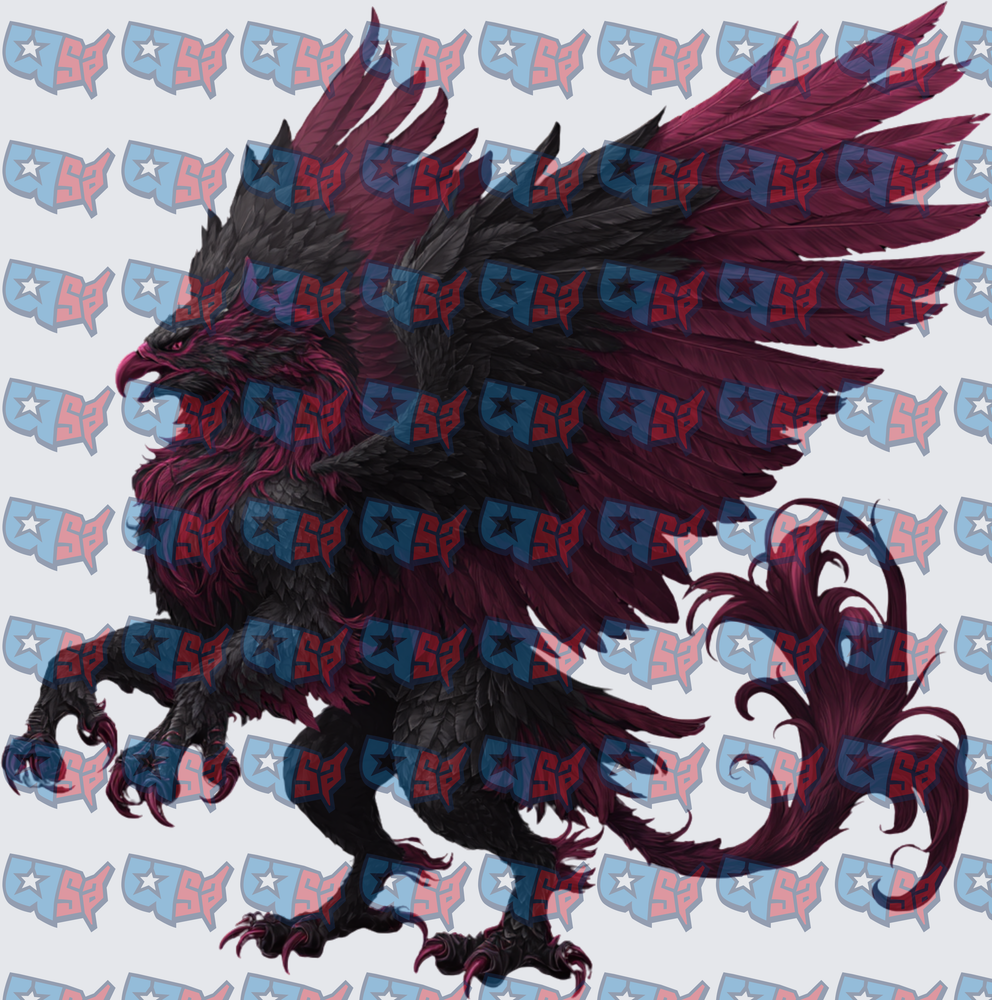 Dark Crimson Griffin Mythical Beast Fantasy Creature (DTF)