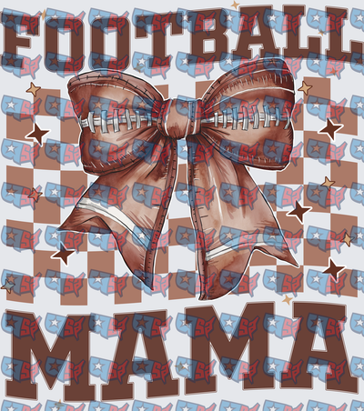 Football Mama Bow Checkered Stars Design (DTF)
