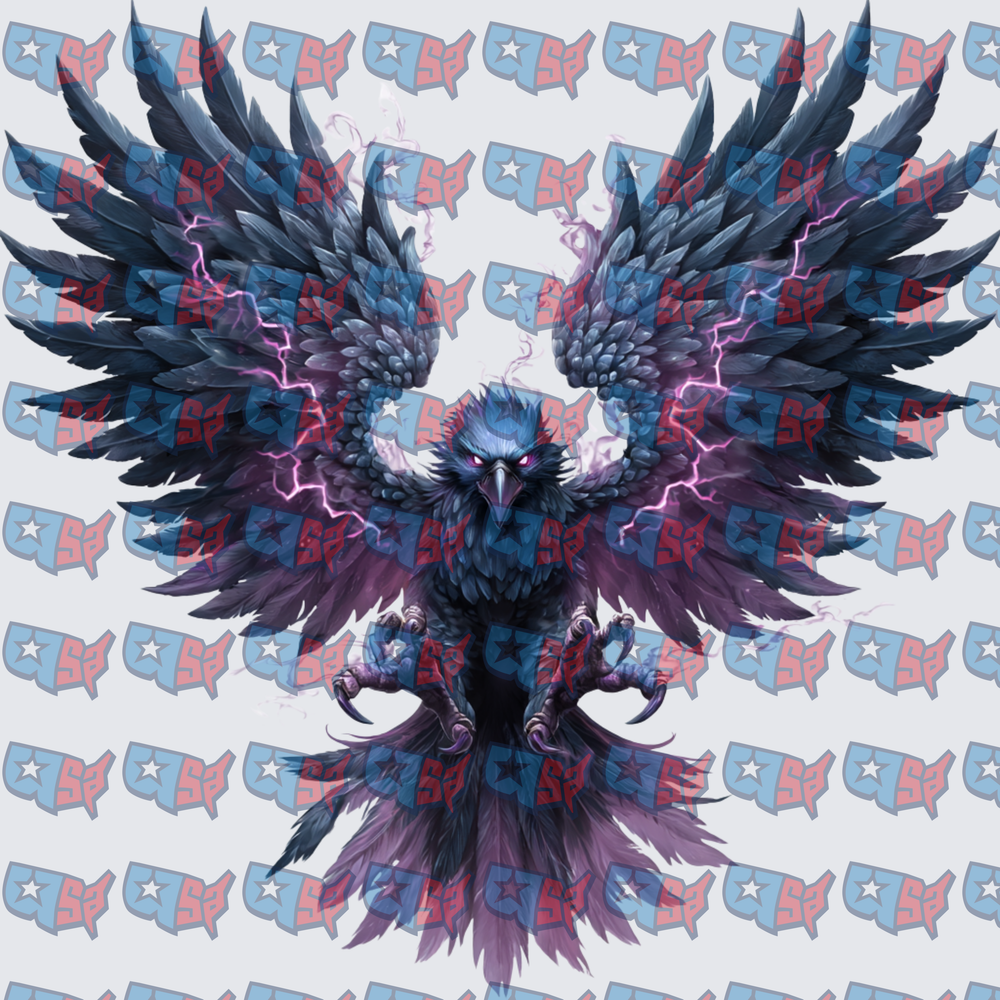 Dark Mystical Raven With Purple Lightning Wings (DTF)