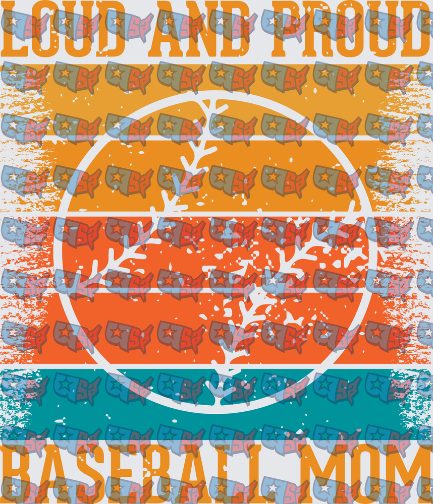 Loud And Proud Baseball Mom Retro Sunset Tree (DTF)