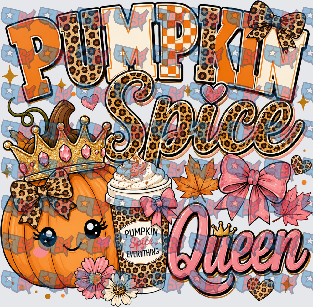 Pumpkin Spice Queen Leopard Print Fall Design (DTF)
