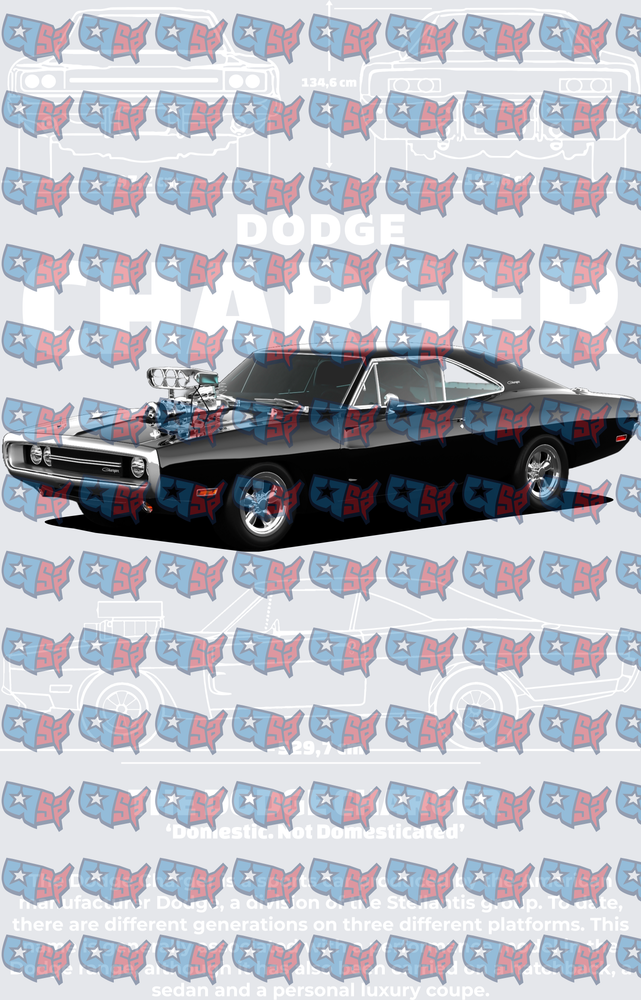 Black Muscle Car with Supercharged Engine Blower (DTF)
