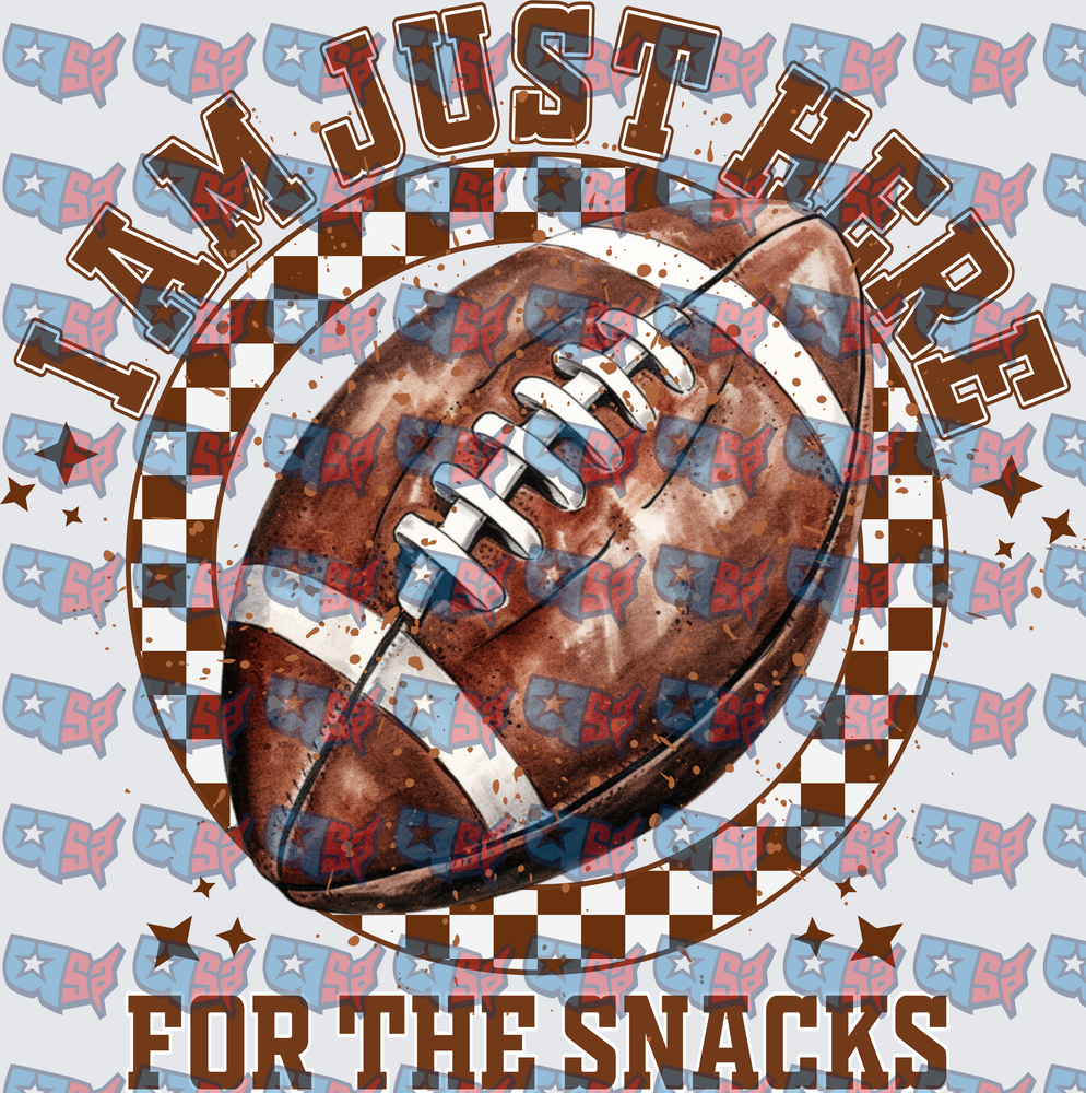 I Am Just Here For The Snacks Football Checkered (DTF)