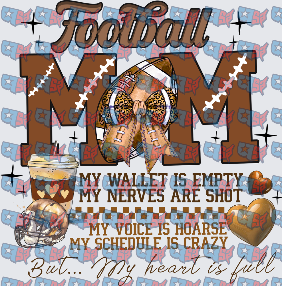 Football Mom My Heart Is Full Saying Design (DTF)