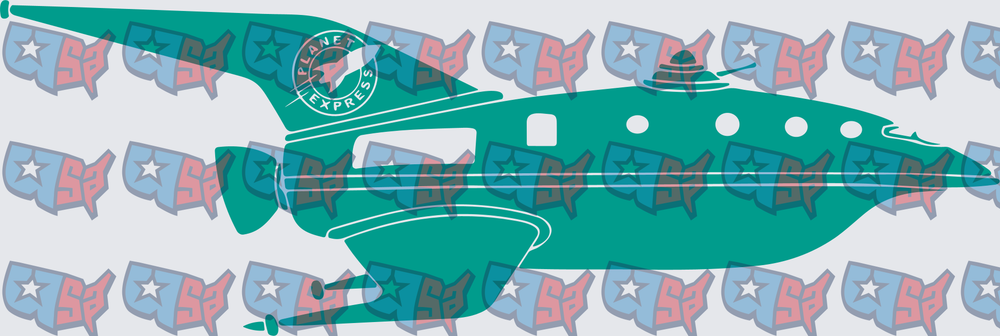 Futuristic Teal Delivery Spaceship Side View (DTF)