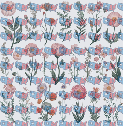 Wildflower Botanical USA Map Patriotic Pattern (DTF)