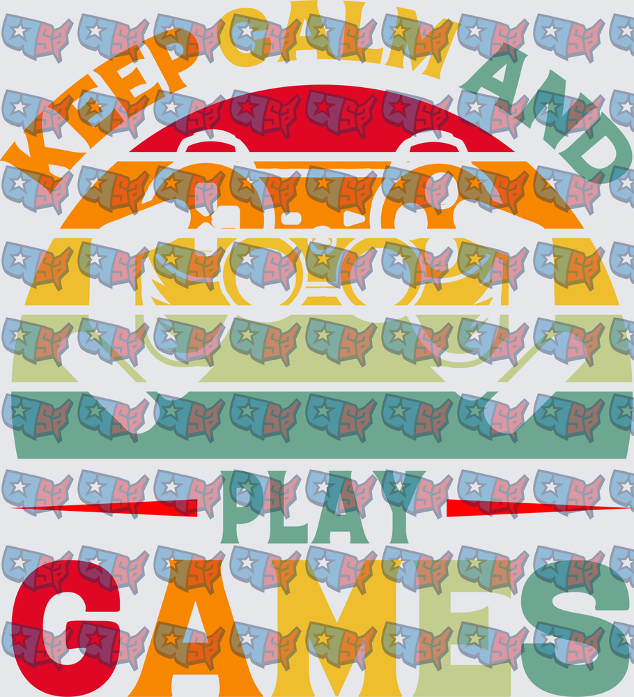 Keep Calm And Play Games Retro Rainbow (DTF)