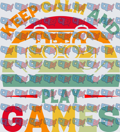 Keep Calm And Play Games Retro Rainbow (DTF)