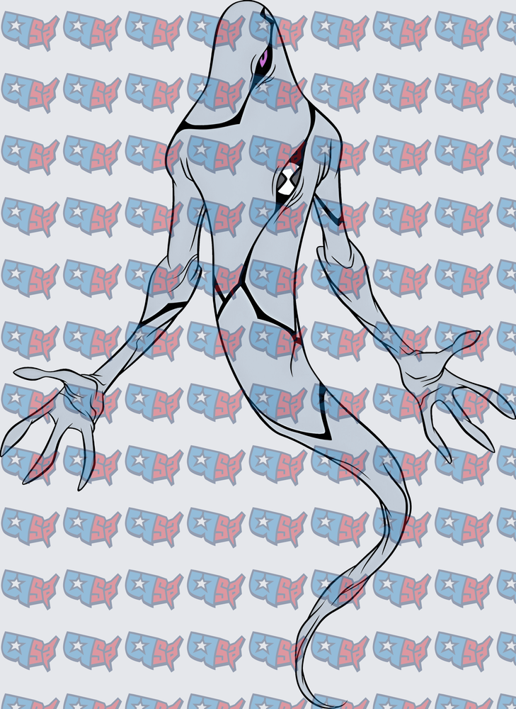 Grey Alien Lizard Creature Spread Arms Pose (DTF)