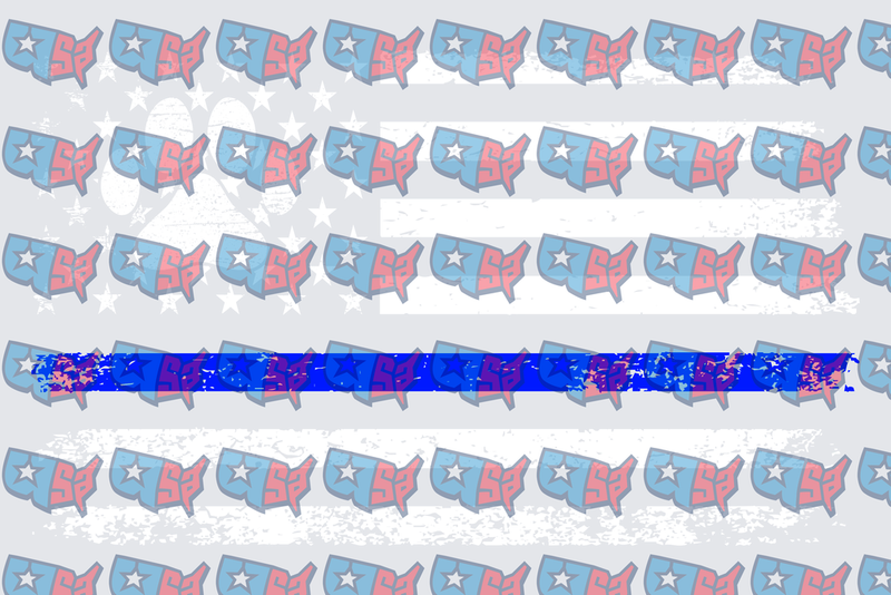 Thin Blue Line USA Map Flag Pattern (DTF)