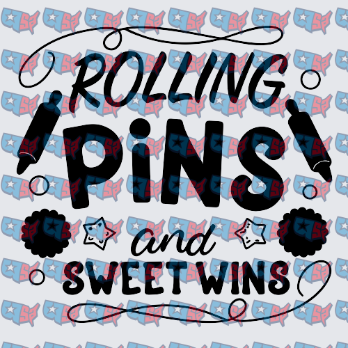 Rolling Pins And Sweet Twins Baking Typography (DTF)