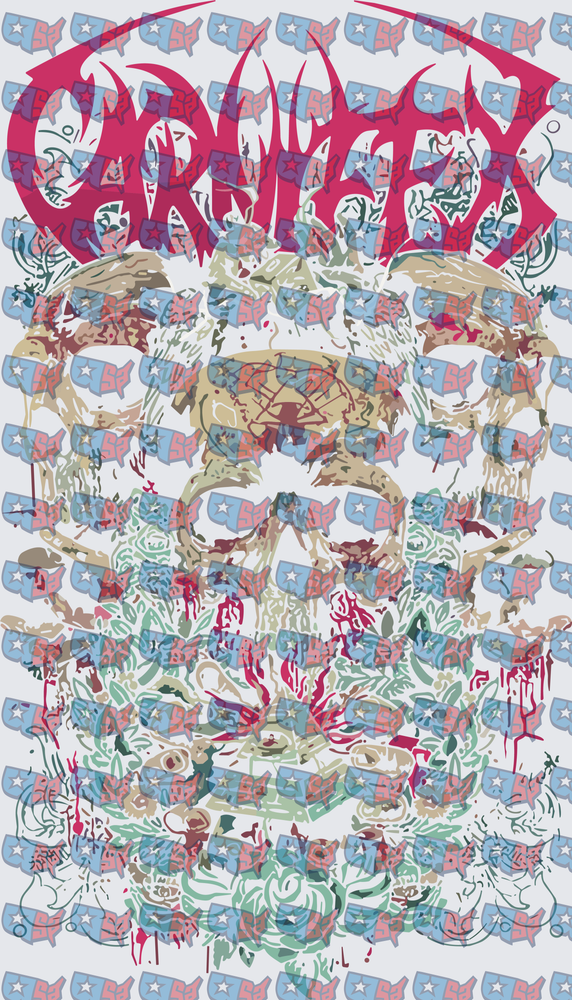 Death Metal Band Skull Floral Drip Graphic (DTF)