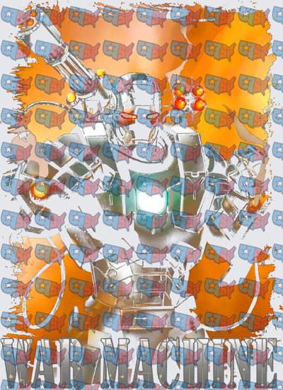 War Machine Armored Hero Firing Weapons Orange Explosion (DTF)
