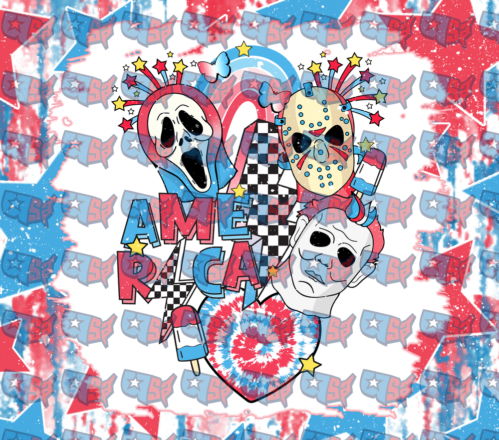 America Horror Villains Patriotic Tie Dye (DTF)